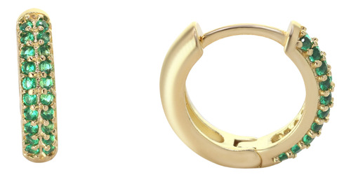 Aros Enchapados En Oro Argollas Con Circones Esmeralda