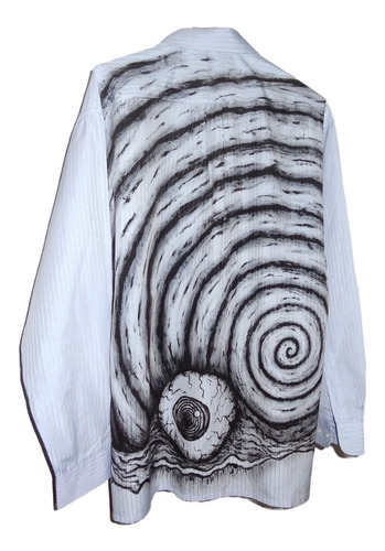 Imagen 3 de 6 de Camisa Uzumaki Centipede Horror Grunge Pintada A Mano Az