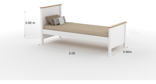 Cama 1 1/2 Plaza Mdf Laqueada Blanca Nórdica Guatambu