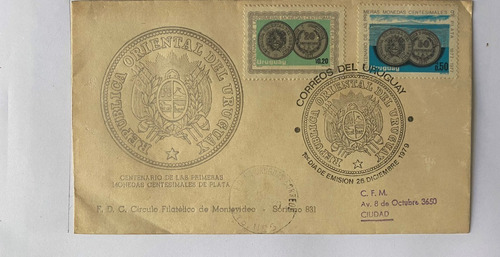 Uruguay Sobre Primer Día Monedas De Plata 1979 Sp3