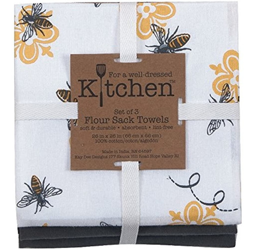 Kay Dee Designs 3piece Cotton Flour Towel Set 26 Por 26inch