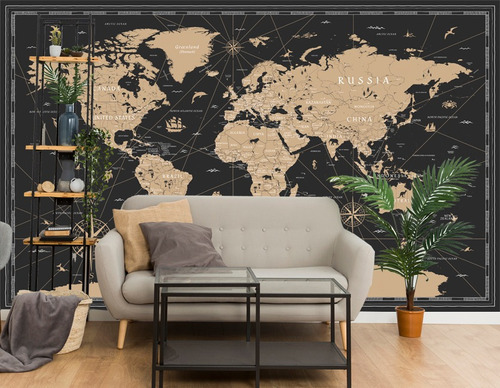Imagen 1 de 2 de Vinilos Decorativos Mural Empapelado Mapa Planisferio 