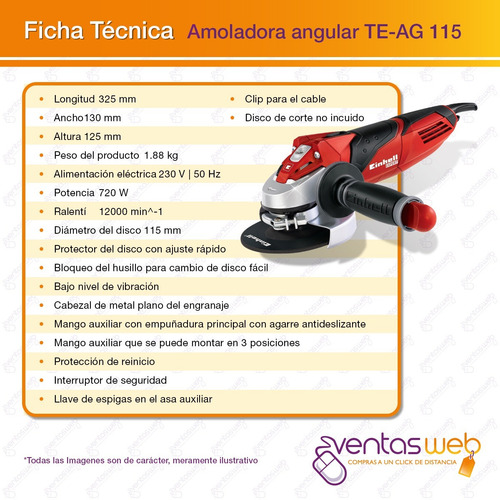 Amoladora Angular 115 Mm Einhell 750 W Blindada Profesional