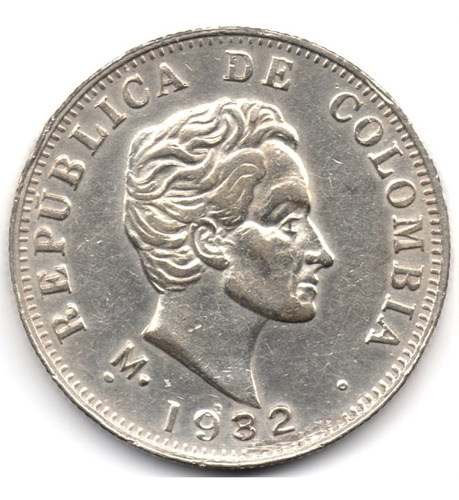 50 Centavos 1932 Medellín 3/2 Plata