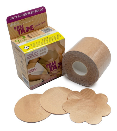 Imagen 2 de 10 de Cinta Adhesiva Para Levantamiento De Busto Fem Tape 5 Mts