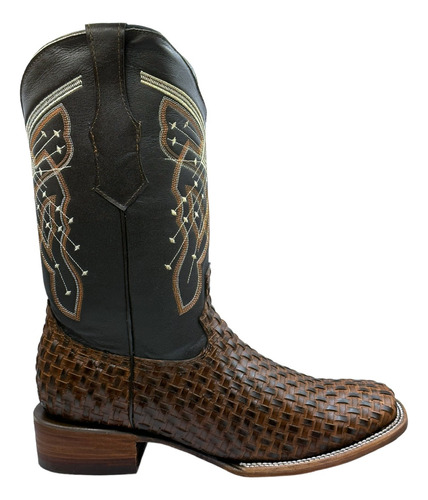 Bota Vaquera Hombre De Piel Bulldog Petatillo Cafe