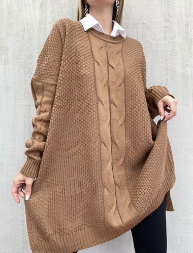 Sweater Tramado Maxi Oversize Mujer Talle Especial Grande