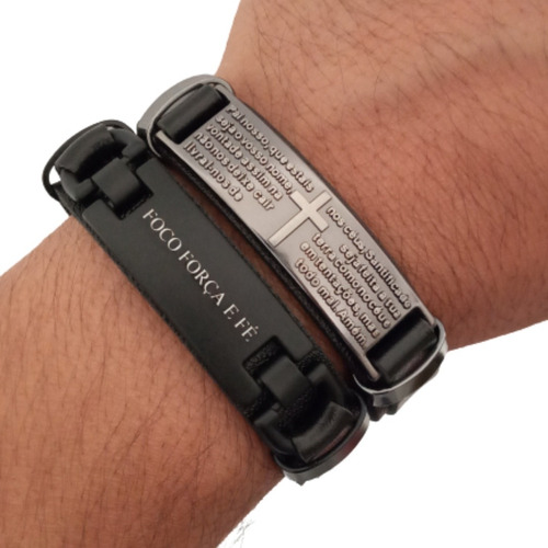 Combo 2 Pulseiras Foco Força Fé E Pai Nosso  
