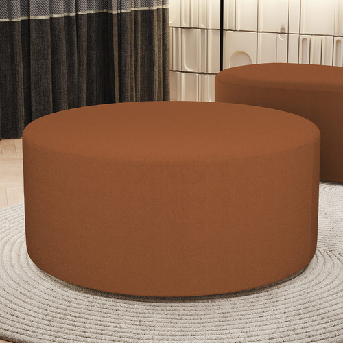 Puff Redondo Orgânico Para Living 90cm Lola Bouclê Terracota