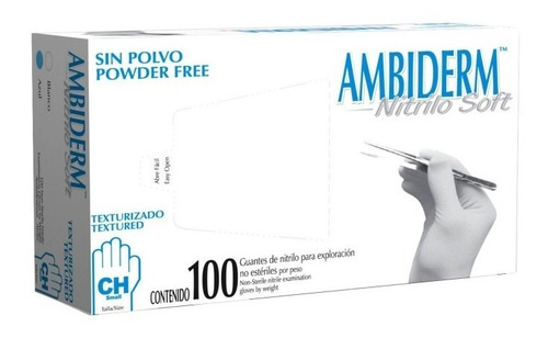 Imagen 1 de 1 de Guante De Nitrilo Ambiderm Soft Azul Talla Mediano 100 Pz