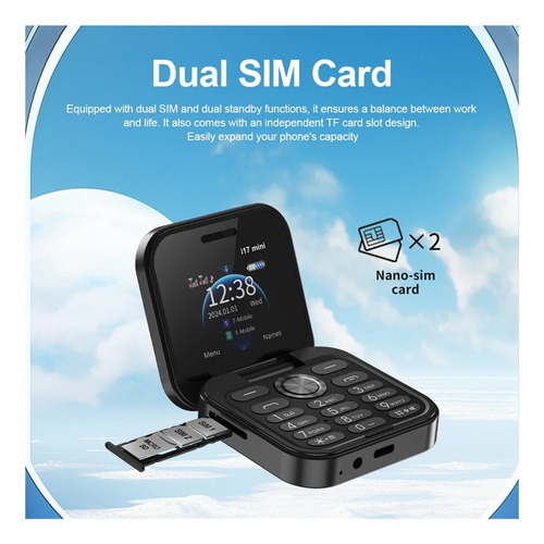 Mini Teléfono Móvil Plegable I17 Con Tarjeta Sim Dual, Reproductor De Vídeo En Red 2g, Linterna, Radio Fm, Voz Mágica, Caja Pequeña Con Tapa