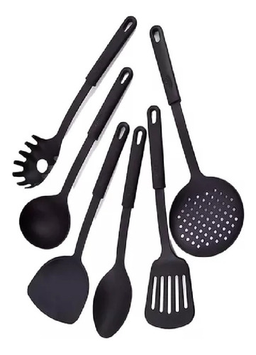 Kit X6 Utensilios Nylon Espatula Cucharon Sarten Olla Teflon