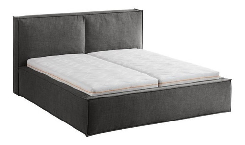 Linx Cama Queen Estilo Moderno Tela Color Gris Oscuro