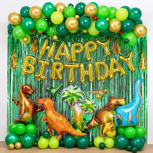 Globo Dinosaurio Gigante Metalizado Decoracion Cumpleaños Color Verde
