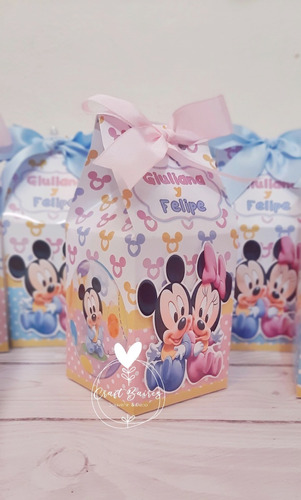 30 Cajitas Golosineras Milk Box Mickey Y Minnie Bebé Craftba