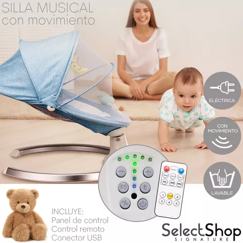 Silla Mecedora Eléctrica Musical para Bebé con Mosquitero integrado