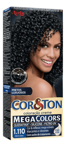 Tinta De Cabelo Coloração Creme Cor&ton Preto Onix Kit C/3