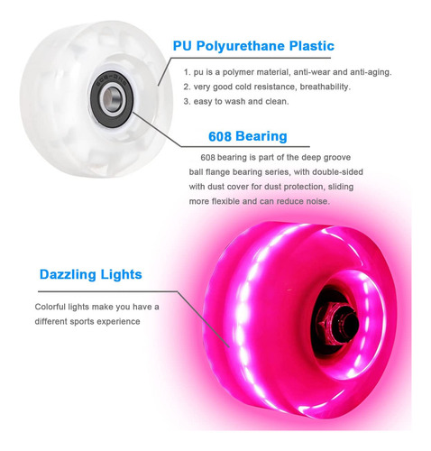 Ruedas Patín Luminosas 78a 32 X 58mm Light Up Roller 2 Pack Pink