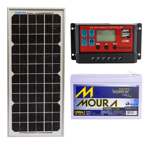 Kit Energia Panel Solar 10wp Batería 12v 7ah Regulador 10a