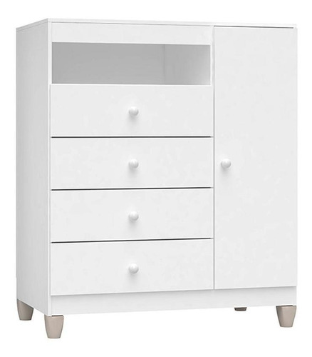 Imagem 2 de 4 de Cômoda E Guarda Roupa 6 Portas Ternura Baby Branco Brilho