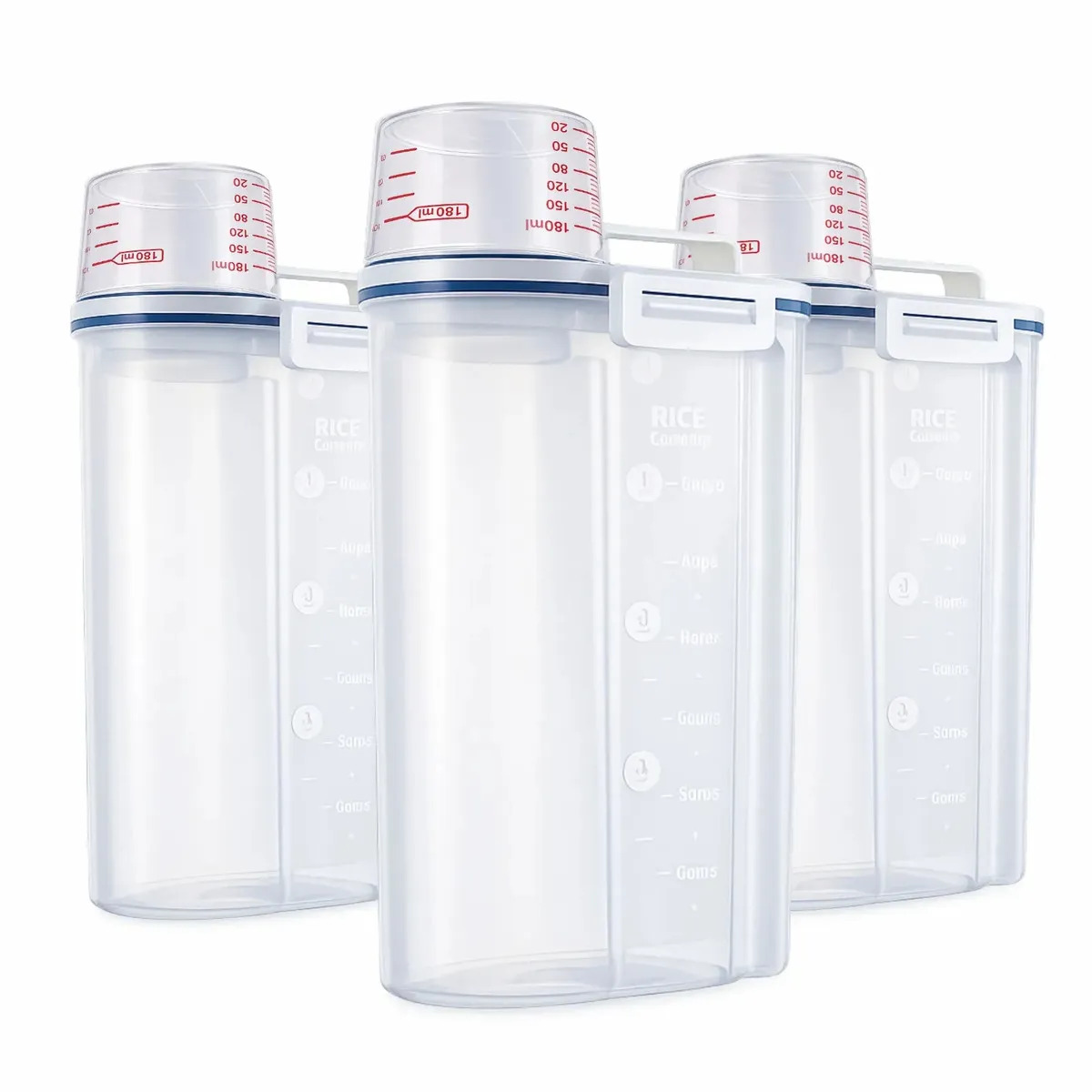 03 Unidades Porta Ração Pote Com Tampa Pet Gato Cachorro Dispenser Porta Racao Pote Container Porta Ração Dispenser Cor Transparente Capacidade 2,5 Litros Drop Shopy