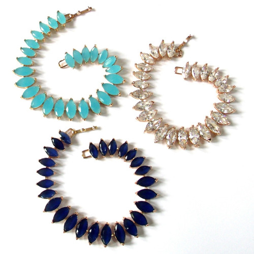 Lote Com 20 Pulseiras Banhadas A Ouro Com Gemas Naturais.