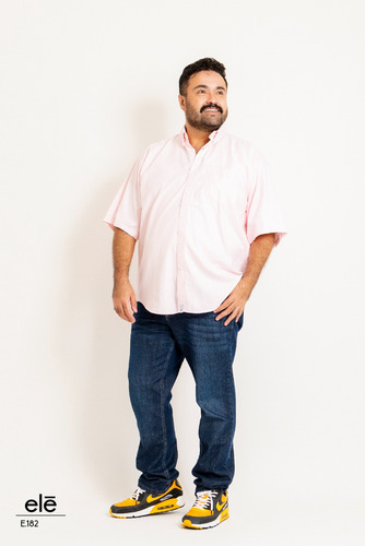 Camisa Caballero Ele Tallas Extras Liso Rosa E.182