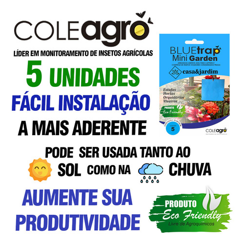 Armadilha Azul Adesiva Mata Trips Mini Garden C/ 30unidades