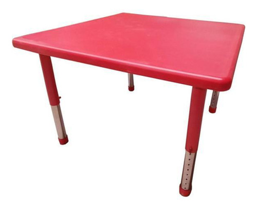 Mesa Infantil Atividades 88x88cm Pés Reguláveis Vermelho