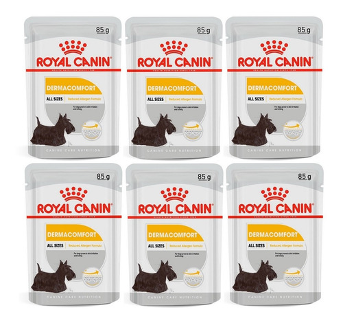 Kit 6 Unidades Royal Canin Ração Sachê Wet Dermacomfort 85g