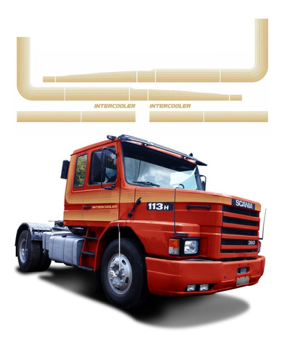 Adesivo Faixa Dourado Para Scania 113 1986 A 1991 19526