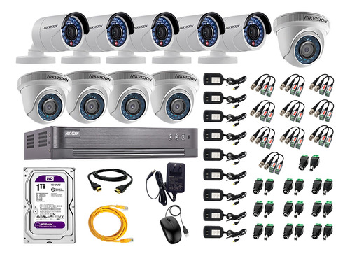 Kit 10 Camaras De Seguridad Hikvision Hd 1tb P2p