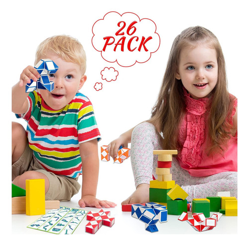 Paquete De 26, 24 Bloques, Fidget Snake Cube, Mini Rompecabe