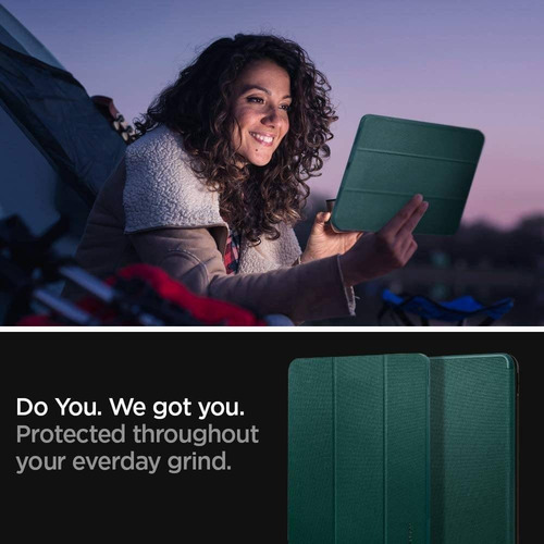 Imagen 3 de 6 de Funda Spigen Urban Fit Para iPad Pro 12.9 Porta Lapiz Verde