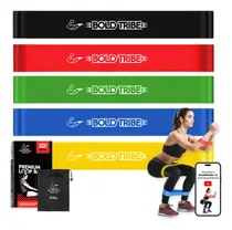Comprar BOLD TRIBE Set de 5 Mini Bandas de Resistencia - Bandas Elásticas para Ejercicio - Fitness, Yoga, Crossfit, Pilates, Gym en Casa - Entrenamiento Piernas, Glúteos y Brazos