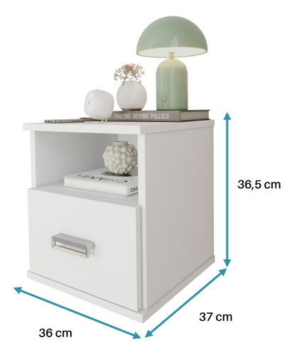 Oliart Mesa De Cabeceira Balli Suspensa 2 Gavetas Oculta Secreta Acabamento Brilhante Cor Branco