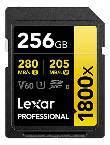 Memoria Sd Lexar Professional 256gb - W:280mb R:205mb 1800x