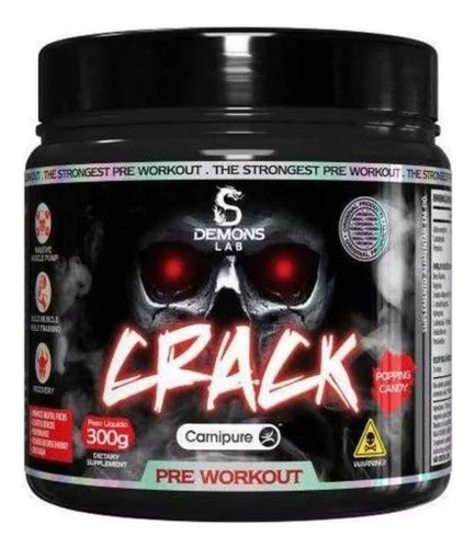 Pré Treino Crack Carniure 300g - Demons Lab - Pré Workout Sabor Candy