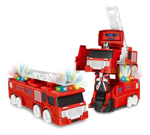Carro Camion Bomberos Robot Transformers Niños + Baterias 