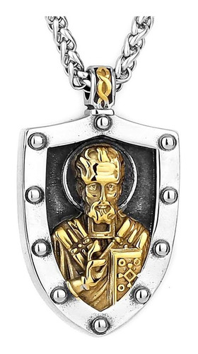 Medalla Religiosa Escudo Protector San Nicolás Acero Inox