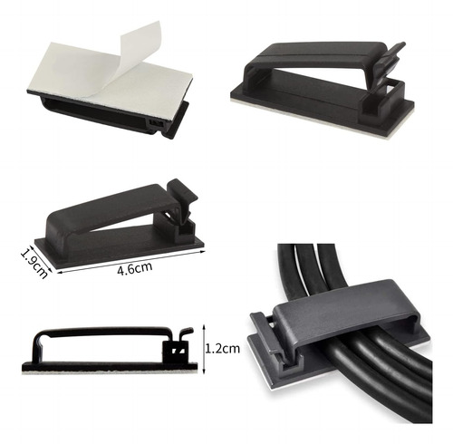 50 Pcs Clips Para Gestión De Cables Portacables Autoadhesivo
