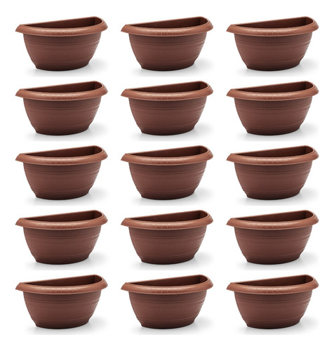 Vaso Meia Cuia Grande Jardim Horta Vertical 3,3l Kit 12 Pçs Cor Terracota