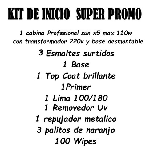 Imagen 2 de 10 de Kit Inicial Profesional Cabina 110w Manicuria Esmalte Led/uv