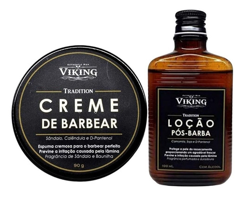 Kit Com 01 Creme De Barbear + 1 Loção Pós Barba Viking