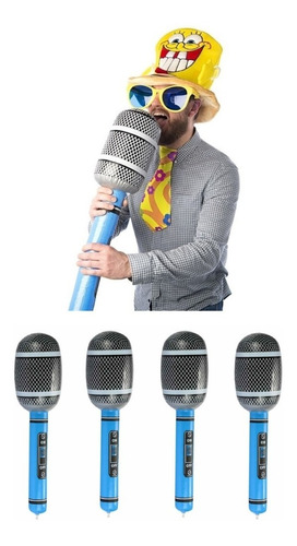 4 Microfonos Inflables Gigante 76cm Fiesta Boda Xv Animación