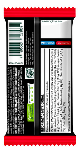 Chocolate Ao Leite Zero Açúcar Marcante 22g