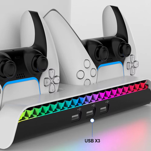 Base Led Cooler Carregador Duplo Compatível Com Ps5 Slim