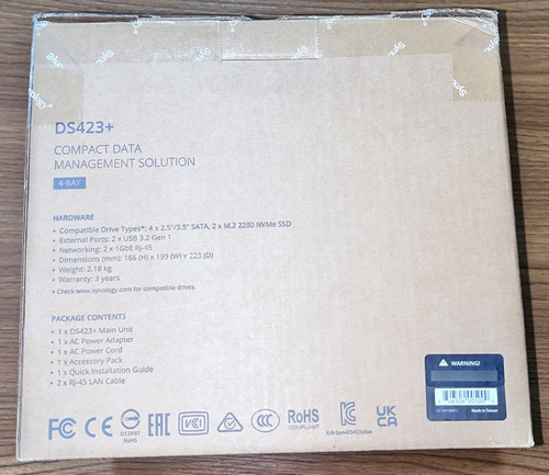 Combo Nas Synology Ds423+ Incluye 4 Discos Hat5310-8t 8tb (Usado)
