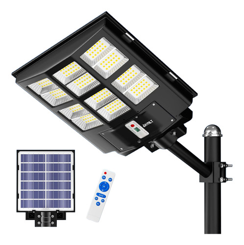 Foco Solar Led 500w Luminaria Full + Soporte + Control Carcasa Negro Luz Blanco frío