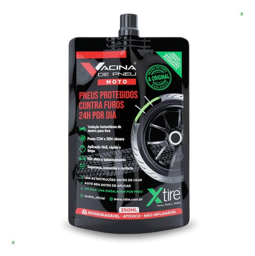 Vacina De Pneu Moto 250ml - Xtire  (1 Frasco)